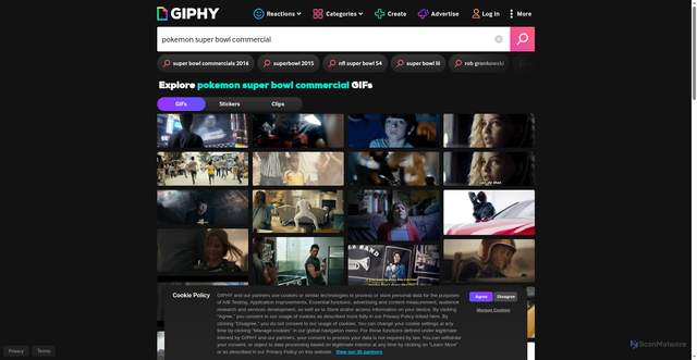 Security scan screenshot of https://giphy.com/explore/pokemon-super-bowl-commercial