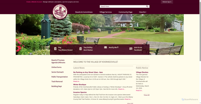 Security scan screenshot of https://villageofvoorheesville.gov/