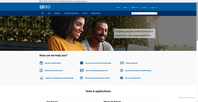 Security scan screenshot of https://www.irs.gov/
