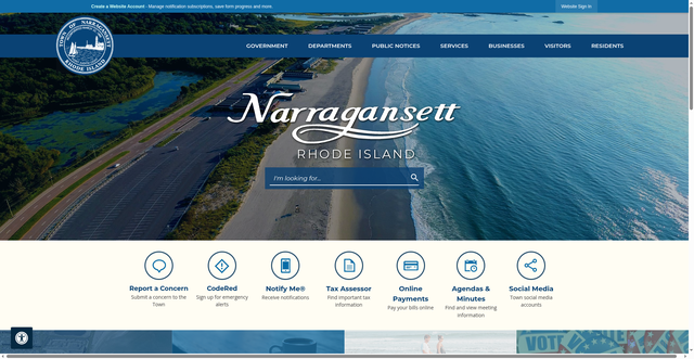 Security scan screenshot of https://narragansettri.gov/