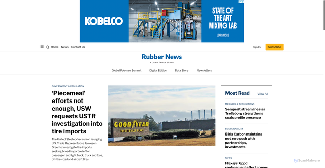 Security scan screenshot of https://www.rubbernews.com