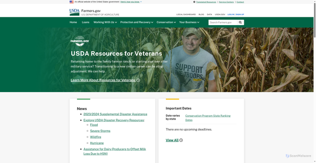 Security scan screenshot of https://www.farmers.gov/