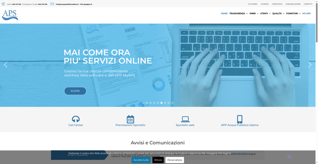 Security scan screenshot of https://www.acquapubblicasabina.it/