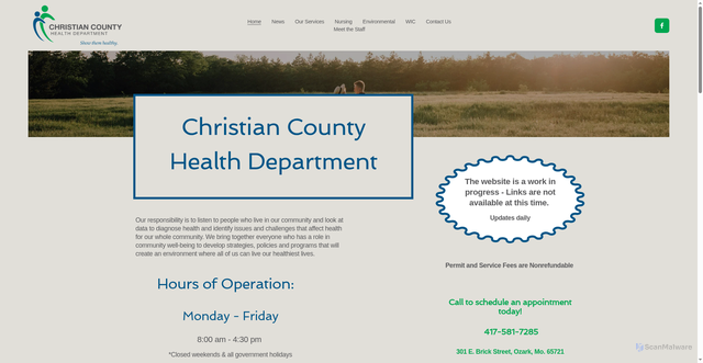 Security scan screenshot of https://www.christiancountymohealth.gov/