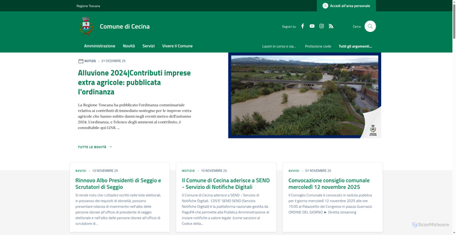 Security scan screenshot of https://www.comune.cecina.livorno.it/