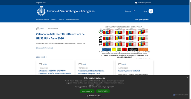 Security scan screenshot of https://www.comune.santambrogiosulgarigliano.fr.it/it