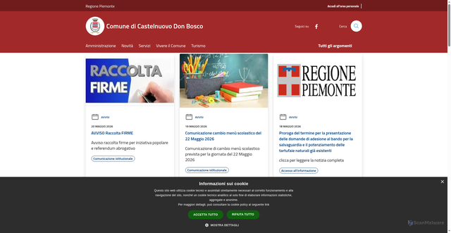 Security scan screenshot of https://www.comune.castelnuovodonbosco.at.it