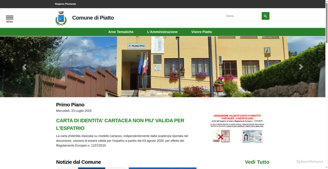Security scan screenshot of https://www.comune.piatto.bi.it/