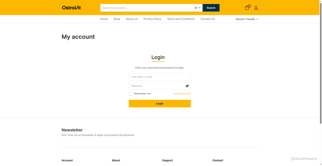 Security scan screenshot of https://ostrovituae.com/my-account/