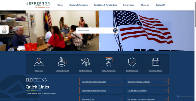 Security scan screenshot of https://www.jeffco.us/396/Elections