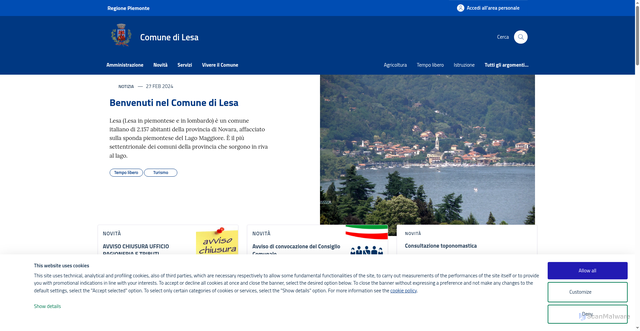 Security scan screenshot of https://www.comune.lesa.no.it/
