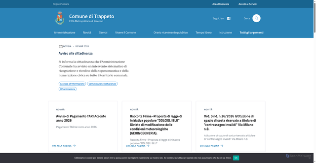Security scan screenshot of https://www.comune.trappeto.pa.it