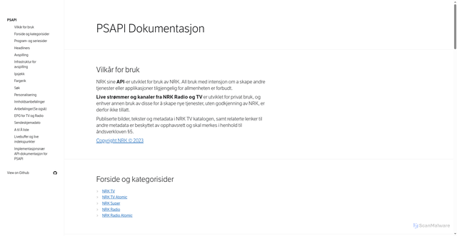 Security scan screenshot of https://psapi.nrk.no/