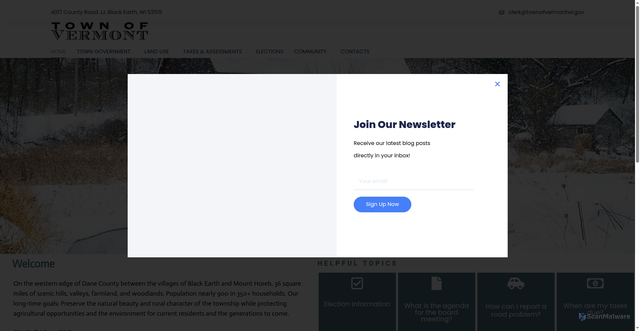 Security scan screenshot of https://townofvermontwi.gov/