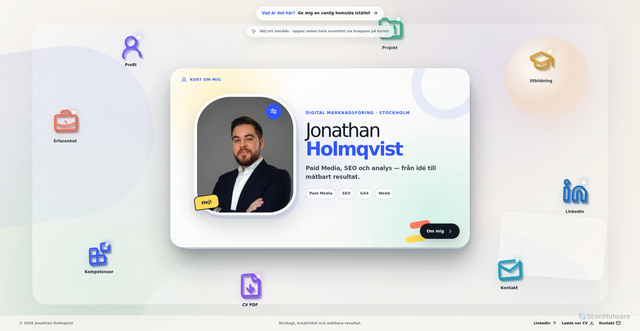 Security scan screenshot of https://jonathanholmqvist.se