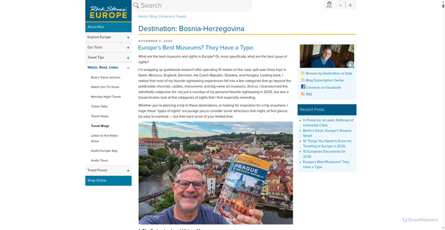 Security scan screenshot of https://blog.ricksteves.com/cameron/category/bosnia-herzegovina