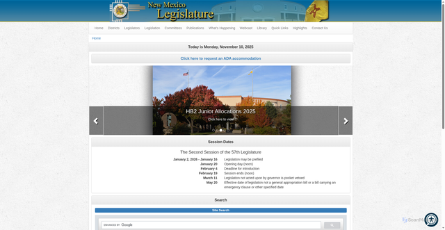 Security scan screenshot of https://www.nmlegis.gov/