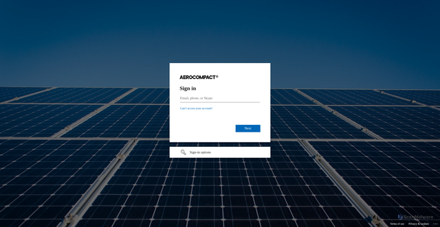 Security scan screenshot of https://aerocompact.sharepoint.com