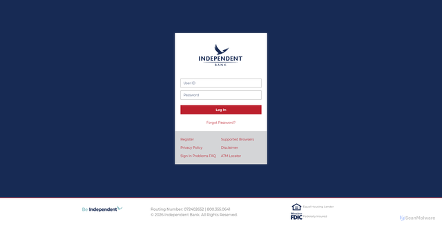 Security scan screenshot of https://independentbank.onlinebank.com