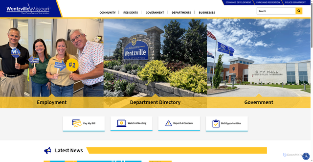 Security scan screenshot of https://www.wentzvillemo.gov/
