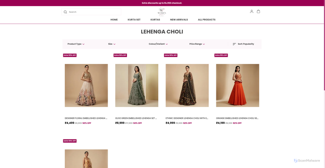 Security scan screenshot of https://thewomenplus.com/LEHENGA-CHOLI/collection/JcGei-dZ