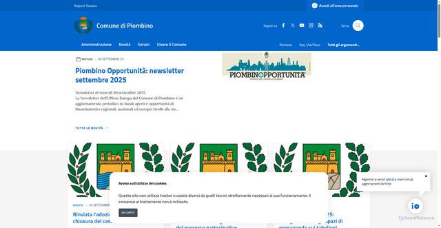 Security scan screenshot of https://www.comune.piombino.li.it/