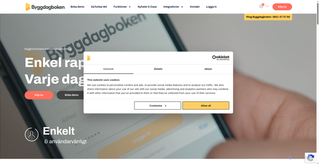 Security scan screenshot of https://byggdagboken.nu