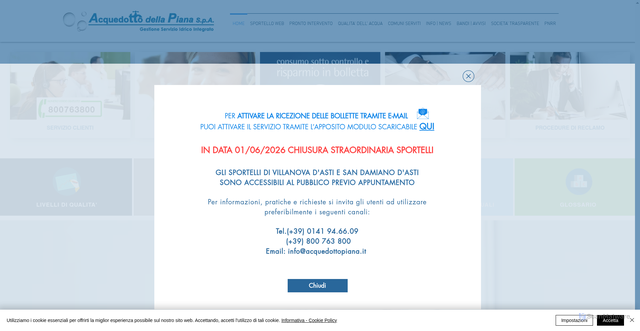 Security scan screenshot of https://www.acquedottopiana.it