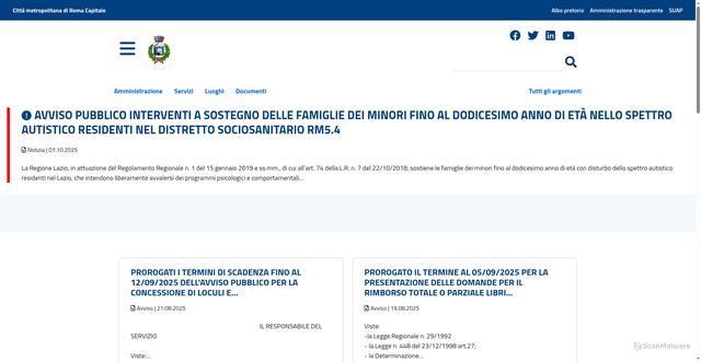 Security scan screenshot of https://www.comune.bellegra.roma.it/