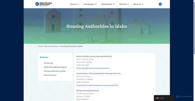 Security scan screenshot of https://www.idahohousing.com/renters/housing-authorities/