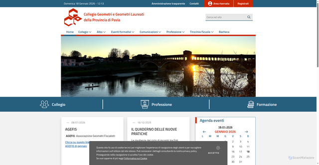Security scan screenshot of https://www.collegio-geometri.pv.it/