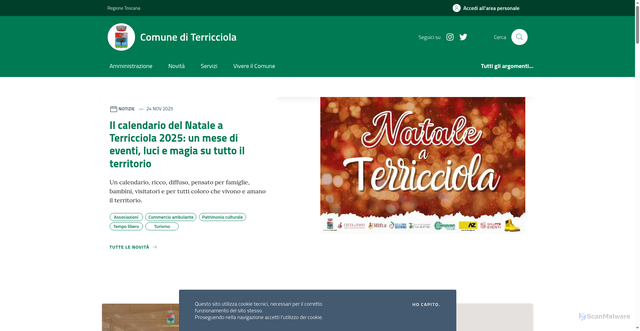 Security scan screenshot of https://www.comune.terricciola.pi.it/