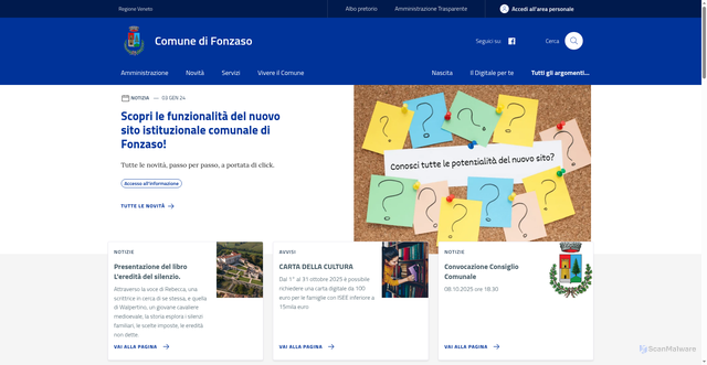 Security scan screenshot of https://www.comune.fonzaso.bl.it/