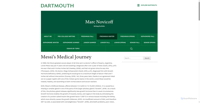 Security scan screenshot of https://journeys.dartmouth.edu/marcanovicoff22/messis-medical-journey/
