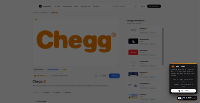 Security scan screenshot of https://leaveit2ai.com/ai-tools/education/chegg