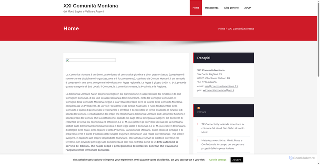 Security scan screenshot of https://www.xxicomunitamontana.it/