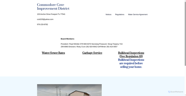 Security scan screenshot of https://commodorecoveimprovementdistrict.gov/