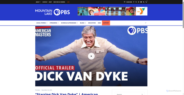 Security scan screenshot of https://mountainlake.org/starring-dick-van-dyke-american-masters/