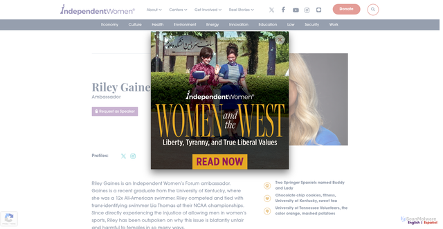 Security scan screenshot of https://www.independentwomen.com/people/riley-gaines/