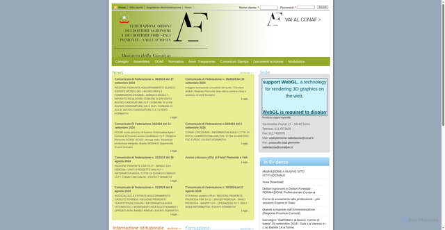 Security scan screenshot of http://fodafpiemonte-valledaosta.conaf.it/