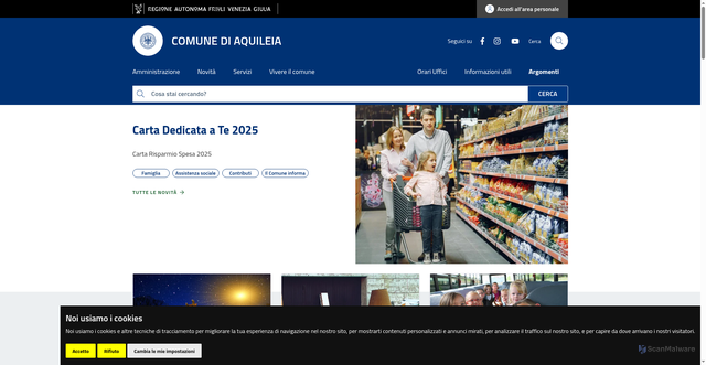 Security scan screenshot of https://www.comune.aquileia.ud.it/