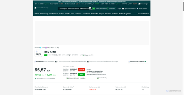 Security scan screenshot of https://www.wallstreet-online.de/aktien/ionq-aktie