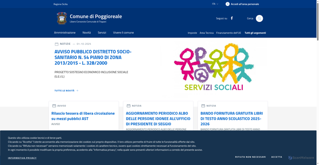Security scan screenshot of https://www.comune.poggioreale.tp.it/