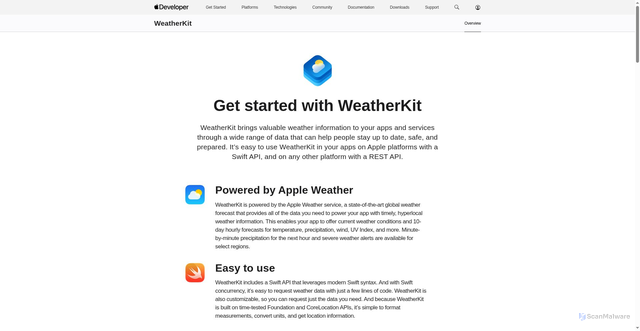 Security scan screenshot of https://weatherkit.apple.com