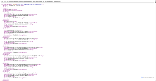 Security scan screenshot of https://dws-production-static.s3.amazonaws.com