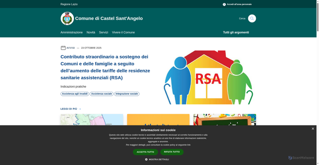 Security scan screenshot of https://www.comune.castelsantangelo.ri.it/it