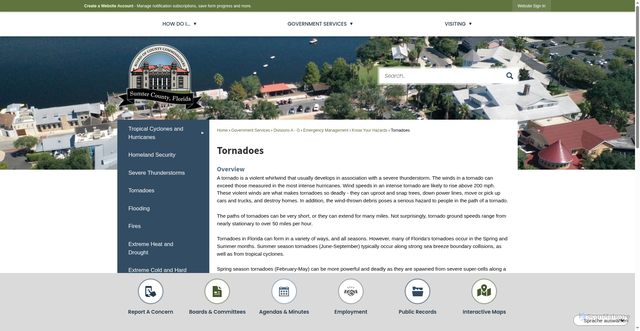 Security scan screenshot of https://sumtercountyfl.gov/782/Tornadoes