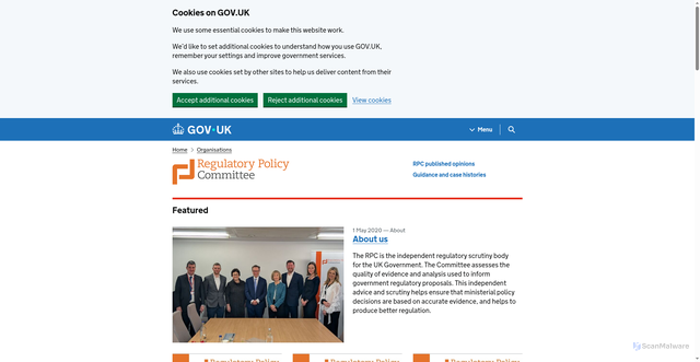 Security scan screenshot of https://www.gov.uk/government/organisations/regulatory-policy-committee