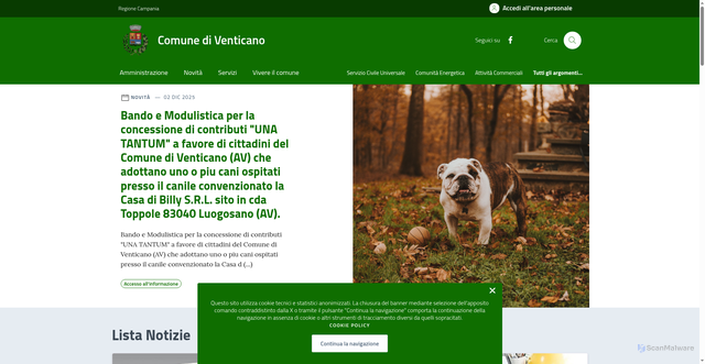 Security scan screenshot of https://www.comune.venticano.av.it/