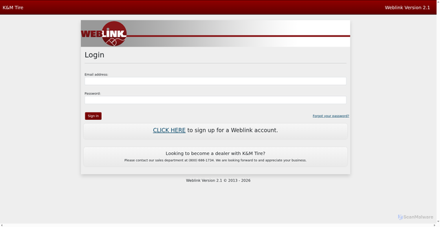 Security scan screenshot of https://weblink2.kmtire.com